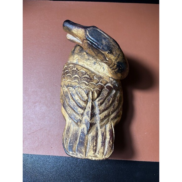 Vintage Italian Carved Wood Gold Gilded Duck Statue Home Decor 5" - Picture 5 of 9